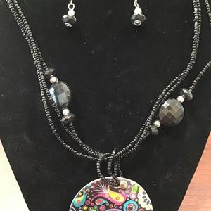 Hand Painted Shell Necklace Set